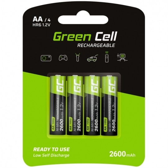 Akumulator Ni-MH R6 AA 2600mAh 1,2V (Ready 2 Use) Green Cell BLISTER 4szt.