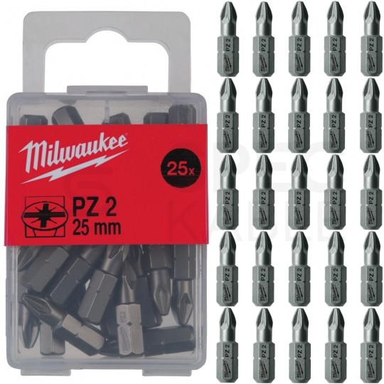 Bity do wkrętarki PZ2 25mm 1/4" HEX MILWAUKEE 25szt