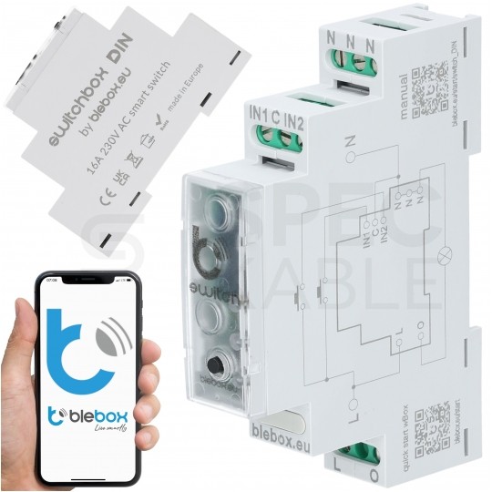 BleBox switchBox DIN Inteligentny przełącznik 1-kanałowy Wi-Fi na szynę DIN / TH35 230V SMARTHOME