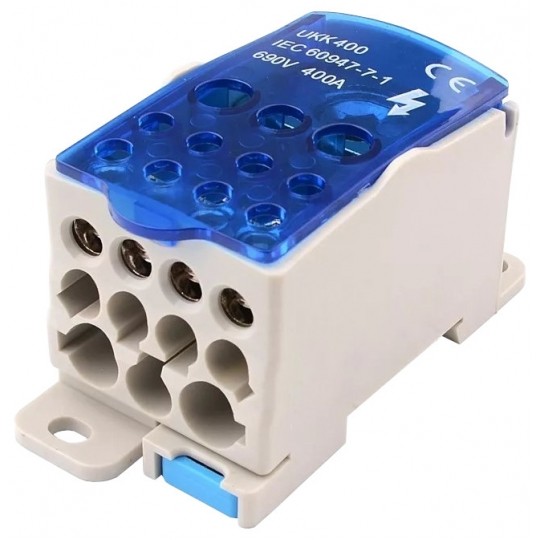 Blok rozdzielczy modułowy SPLIT 400A Listwa łączeniowa 1x12 na szynę DIN TH35 (1x 185mm2 + 2x 35mm2 + 5x 16mm2 + 4x 10mm2) PAWBOL