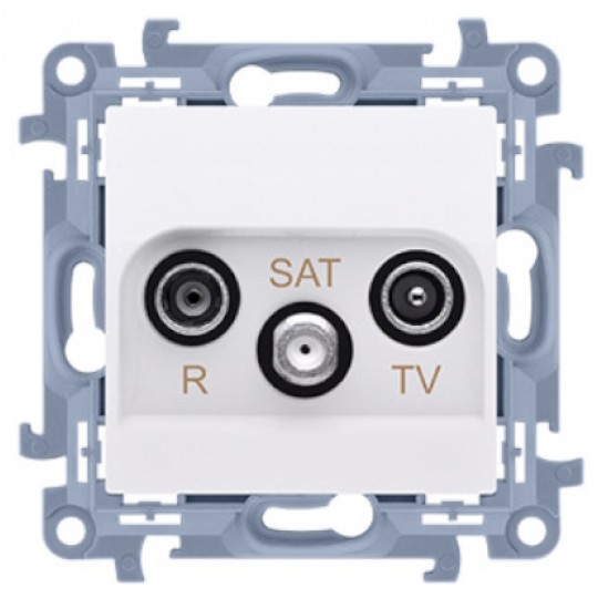 Gniazdo antenowe R-TV-SAT przelotowe SIMON 10 białe Kontakt Simon CASP.01/11