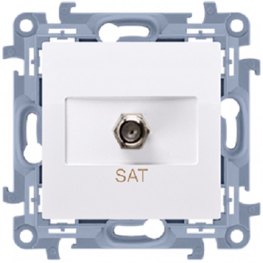 Gniazdo antenowy SAT typ F pojedyncze SIMON 10 białe Kontakt Simon CASF1.01/11