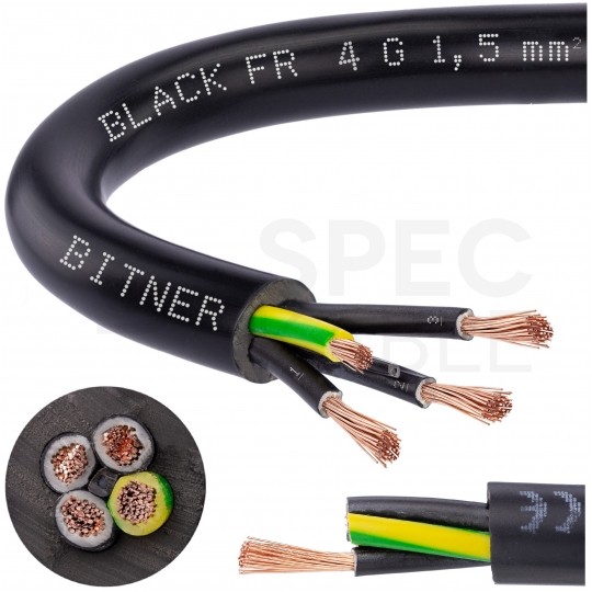 Kabel sterowniczy ziemny BiT 500 Black FR 4x1,5mm2 czarny 300/500V zasilający numerowany zewnętrzny linka Bitner