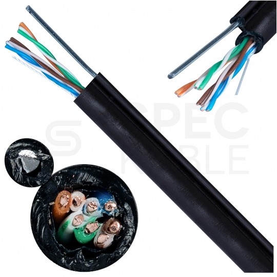 Kabel zewnętrzny z linką nośną UTPzn kat.5e U/UTP 4x2x0,5 Maxcable