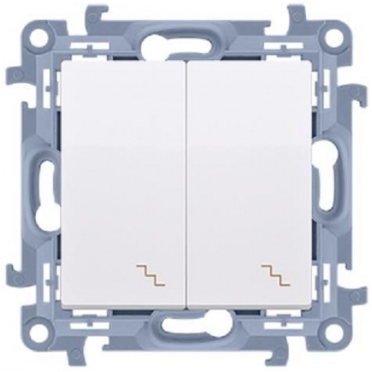 Łącznik schodowy podwójny SIMON 10 biały 10AX z podświetleniem LED Kontakt Simon CW6/2L.01/11