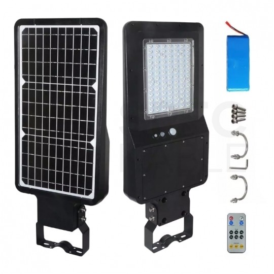 Lampa solarna LED 40W 4800lm 6000K 12000mAh, panel fotowoltaiczny, pilot sterowania, czujnk ruchu i zmierzchu barwa CW biała zimna V-TAC VT-ST42