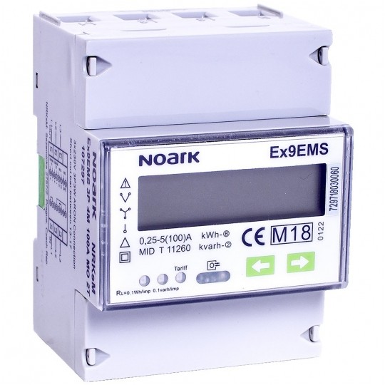 Licznik zużycia energii elektrycznej MID 2-kierunkowy 3-fazowy 5/100A 4-modułowy z wyświetlaczem LCD NOARK