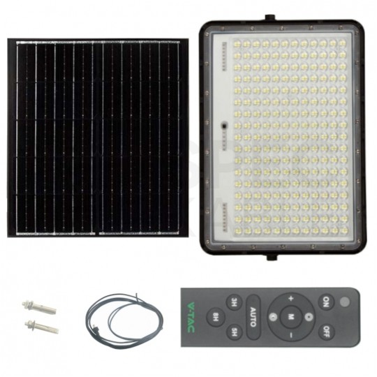 Naświetlacz solarny naścienny LED z czujnikiem zmierzchu 30W 2600lm 4000K 20000mAh czarny barwa NW biała neutralna V-TAC VT-240W