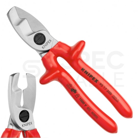 Nożyce do cięcia kabli miedzianych i aluminiowych (do 20mm / 70mm2) 200mm izolowane 1kV VDE KNIPEX 95 17 200