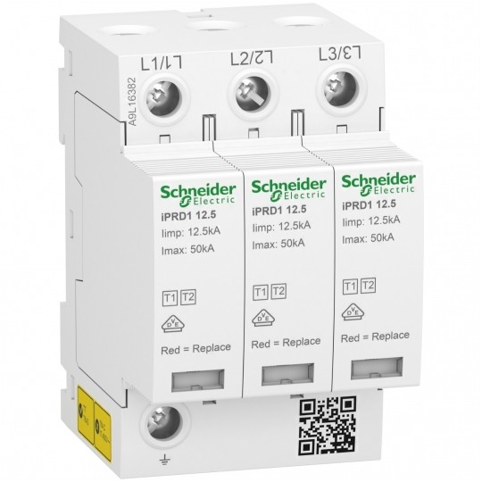 Ogranicznik przepięć SPD 3-fazowy B+C (Typ 1+2) 3P 12,5kA + 20kA/50kA warystorowo-iskiernikowy ACTI9 Schneider