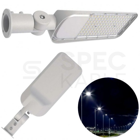 Oprawa, lampa uliczna LED SMD 100W 11000lm 4000K IP65 szara z regulowanym uchwytem barwa NW biała neutralna IK08 V-TAC SAMSUNG VT-139ST 5 LAT GWARANCJI