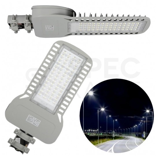 Oprawa, lampa uliczna LED SMD 150W 20300lm 6400K IP65 szara barwa CW biała zimna IK08 V-TAC SAMSUNG VT-154ST 5 LAT GWARANCJI