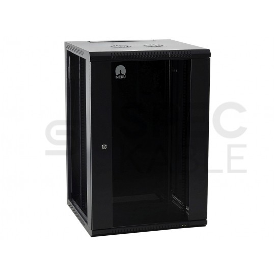 OUTLET Szafa wisząca RACK 19" 18U 450mm drzwi szklane czarna NEKU TS BOX