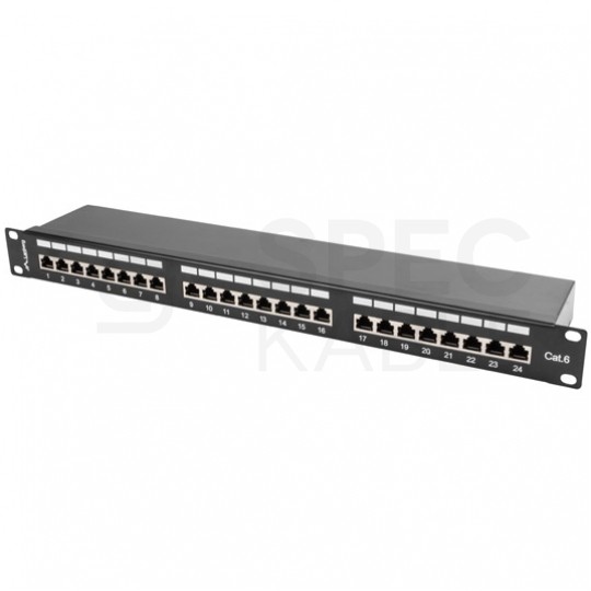 Patch panel RACK 19" kat.6 24p FTP 1U czarny LANBERG