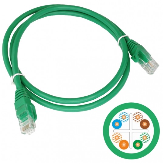 Patchcord UTP kat.6 kabel sieciowy LAN 2x RJ45 linka zielony 1m Alantec