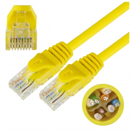 Patchcord UTP kat.6 kabel sieciowy LAN 2x RJ45 linka żółty 0,25m NEKU