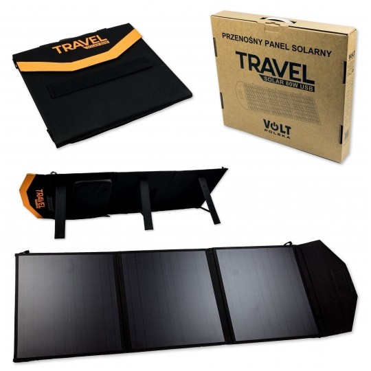 Przenośny panel solarny Ładowarka słoneczna USB składany turystyczny 80W TRAVEL SOLAR VOLT