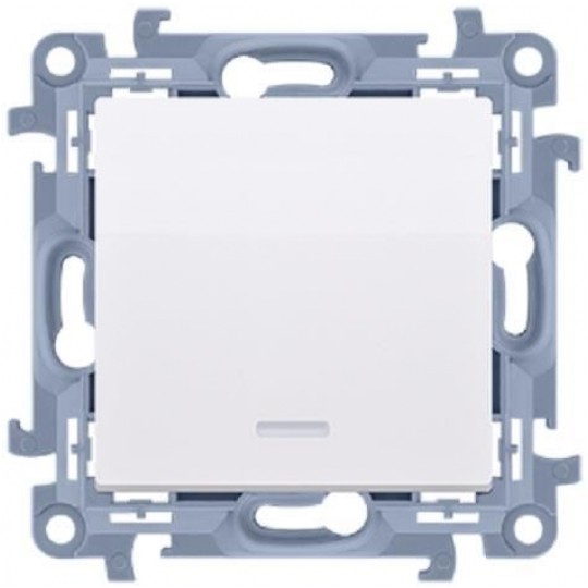 Przycisk odbijający bez piktogramu SIMON 10 biały 10AX z podświetleniem LED Kontakt Simon CP1L.01/11