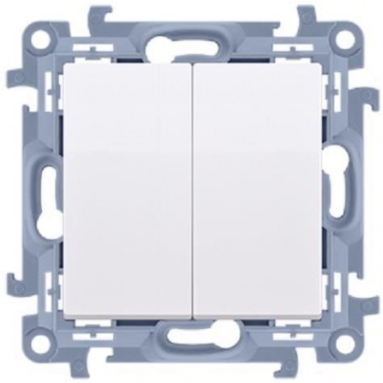 Przycisk odbijający podwójny bez piktogramu SIMON 10 biały 10AX Kontakt Simon CP2.01/11
