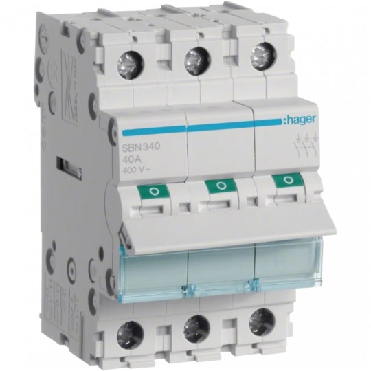 Rozłącznik izolacyjny 40A 3-biegunowy 3P (400V AC) 3-modułowy HAGER