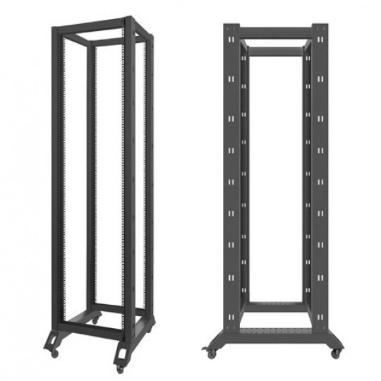 Szafa stojąca OPEN RACK 19" 42U 600x800mm do serwerów i magazynów energii otwarta czarna LANBERG