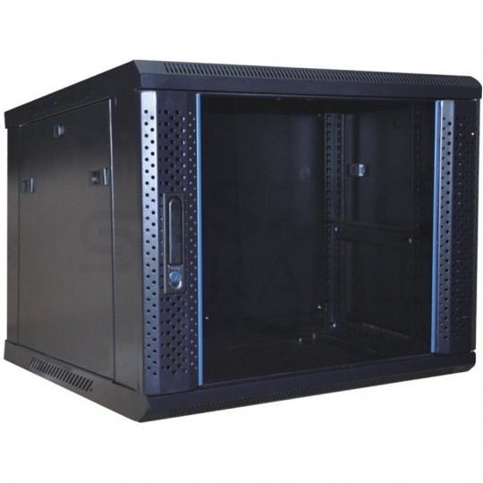 Szafa wisząca RACK 19" 12U 600mm drzwi metal-szkło czarna GT zdejmowane boki Seria AB