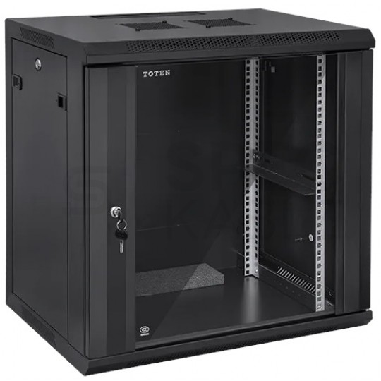 Szafa wisząca RACK 19" 15U 600mm drzwi szklane czarna TOTEN