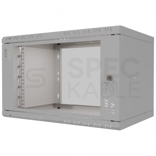 Szafa wisząca RACK 19" 6U 350mm drzwi szklane szara BOX