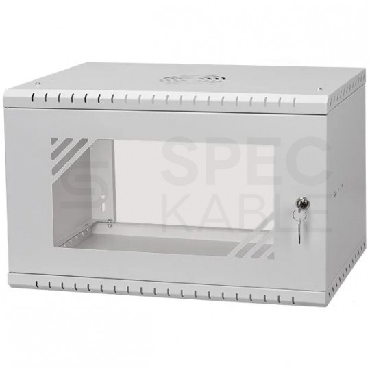 Szafa wisząca RACK 19" 6U 450mm drzwi szklane szara BOX