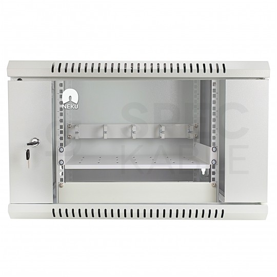 Szafa wisząca RACK 19" 6U 450mm drzwi szklane szara NEKU TS BOX