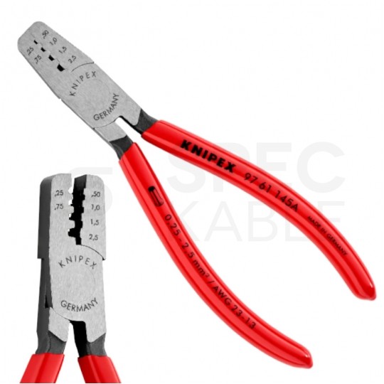 Szczypce do zaciskania tulejek kablowych 0,25-2,5mm2 powlekane KNIPEX 97 68 145 A