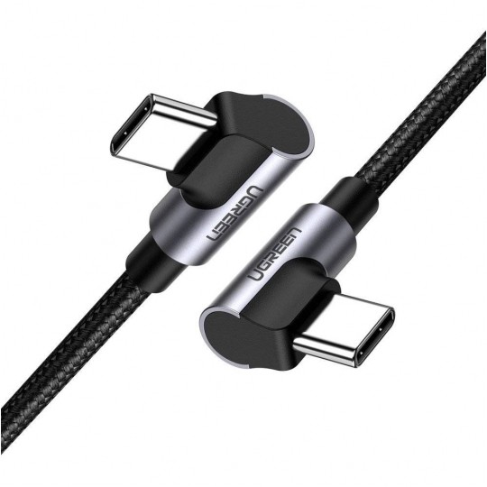 UGREEN Kabel USB 2.0 typ-C (wtyk / wtyk) kątowy Quick Charge 3.0 Power Delivery 2.0 (3A 60W) US323 czarny 2m