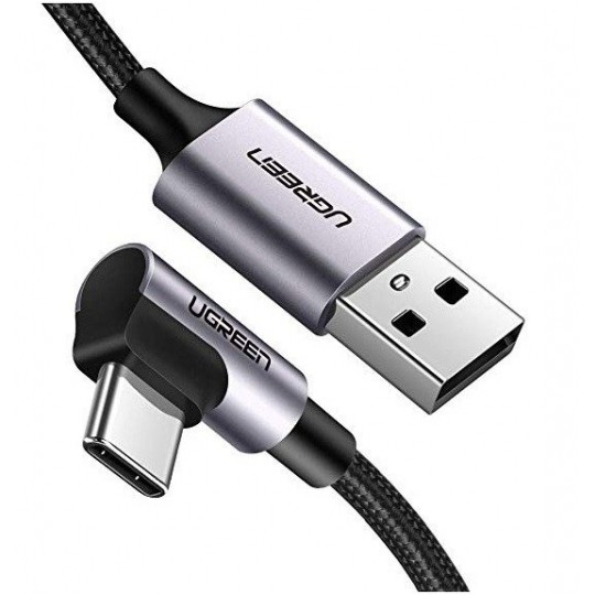 UGREEN Kabel USB 3.0 typ-A / typ-C kątowy (wtyk / wtyk) Quick Charge 3.0 US284 czarny 3m
