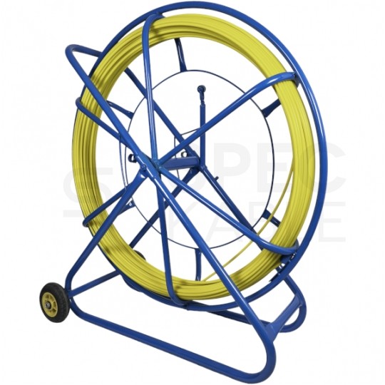 Włókno szklane do wciągania, przeciągania kabli pod drogami, między studzienkami fi: 13mm 350m Komplet ze stojakiem z kółkami Q-LANTEC