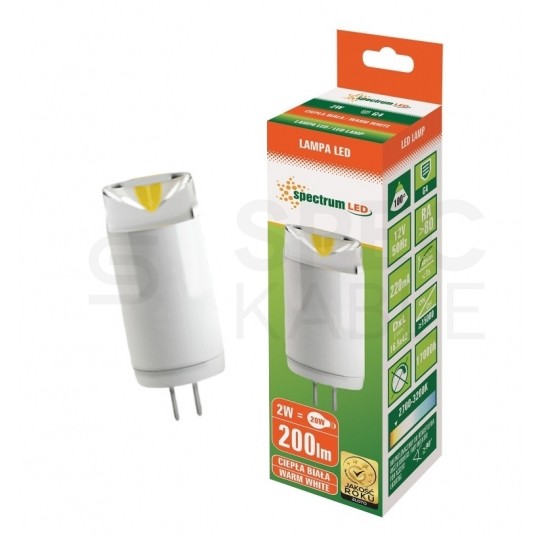 Żar. LED G4 12V 2W ceramiczna ciepła