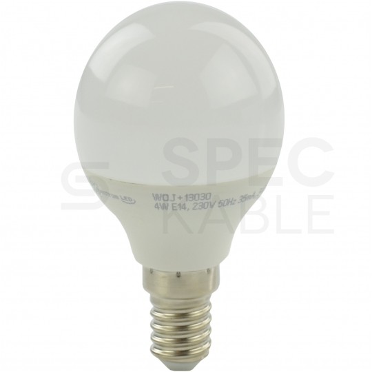 Żarówka LED E14 230V 4W 300lm 2700-3200K kula barwa WW biała ciepła SPECTRUM LED