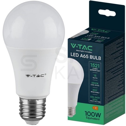 Żarówka LED E27 230V 15W 1350lm 6500K IP20 barwa CW biała zimna V-TAC VT-2015