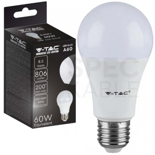 Żarówka LED E27 230V 8,5W 806lm 3000K IP20 barwa WW biała ciepła V-TAC VT-2099