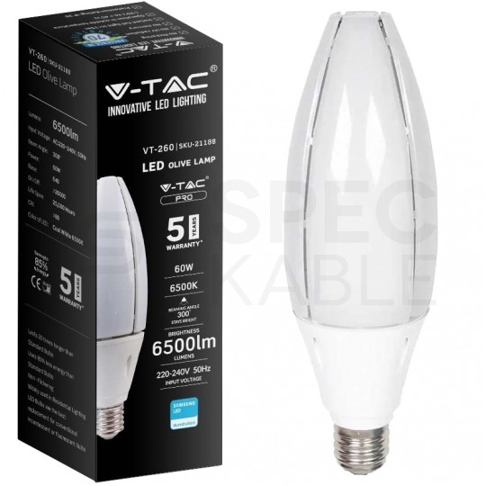 Żarówka LED E40 230V 60W 6500lm 4000K IP20 barwa NW biała neutralna V-TAC SAMSUNG VT-260 5 LAT GWARANCJI