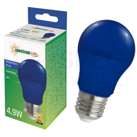 Żarówka LED GLS E27 230V 4,9W gruszka barwa niebieska SPECTRUM LED