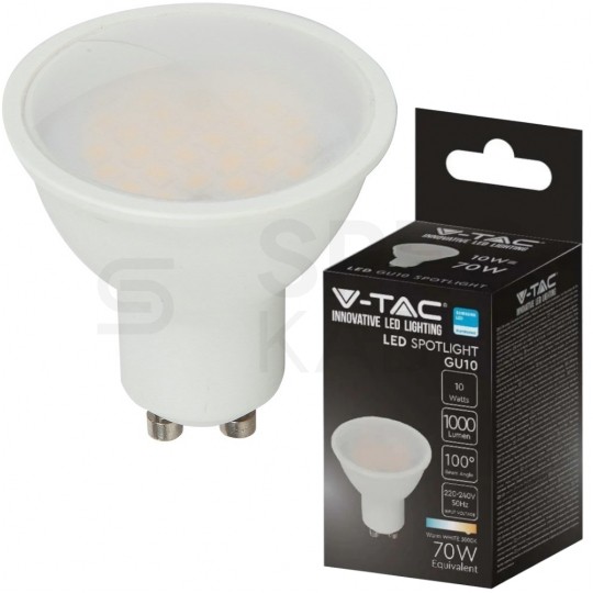 Żarówka LED GU10 230V 10W 1000lm 3000K IP20 barwa WW biała ciepła V-TAC SAMSUNG VT-271 5 LAT GWARANCJI