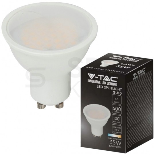 Żarówka LED GU10 230V 4,5W 400lm 3000K IP20 barwa WW biała ciepła V-TAC VT-1975