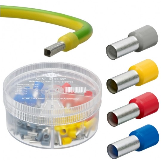 Zestaw tulejek kablowych izolowanych HI / TE DIN 4-16mm2 100szt w pudełku KNIPEX 97 99 907