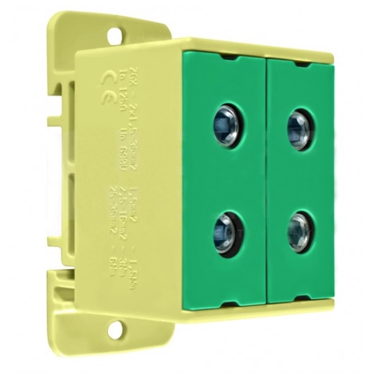 Złączka szynowa 2-torowa ZGX 35mm2 125A żółto-zielona INCOBEX