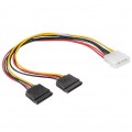 Kabel zasilający wewnętrzny wtyk MOLEX (m) 4-pin -> 2x gniazdo SATA 15-pin (f) 30cm LANBERG