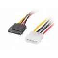 Kabel zasilający wewnętrzny wtyk MOLEX (m) 4-pin -> 2x gniazdo SATA 15-pin (f) 30cm LANBERG