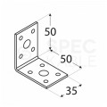 Kątownik ciesielski KL1 łącznik montażowy 50x50x35x2,5mm stalowy 10szt