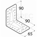 Kątownik ciesielski KPL1 łącznik montażowy z przetłoczeniem 90x90x65x2mm stalowy 20szt