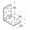 Kątownik ciesielski KPL4 łącznik montażowy z przetłoczeniem 70x70x55x2mm stalowy 10szt