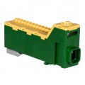 Listwa zaciskowa bezgwintowa LZB żółto-zielona 14-torowa 63A na szynę DIN TH35 (1x 25mm2 + 13x 2,5mm2) PAWBOL
